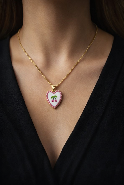 Pavira Originals Cherry Heart Pendant Necklace
