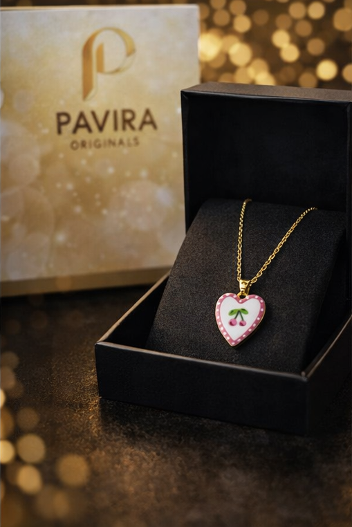 Pavira Originals Cherry Heart Pendant Necklace