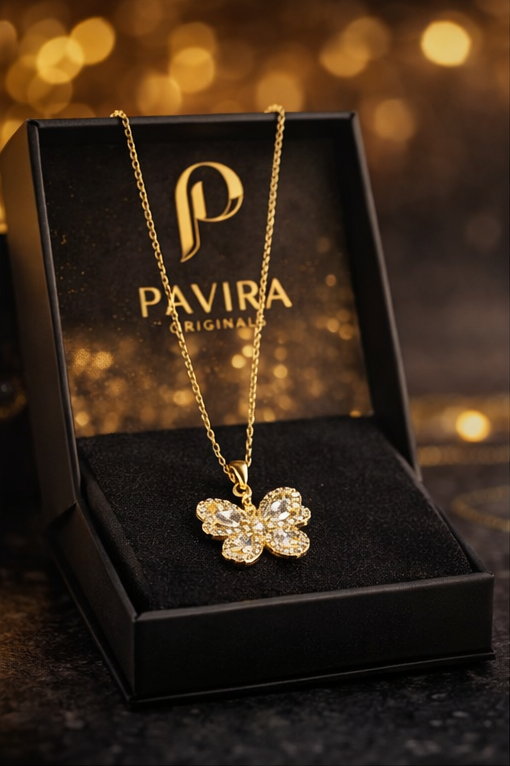 Pavira Luxe Butterfly Crystal Pendant Necklace