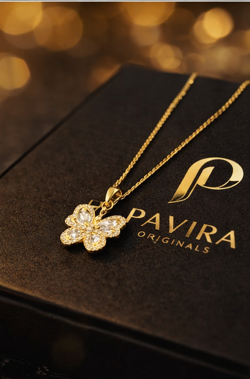 Pavira Luxe Butterfly Crystal Pendant Necklace