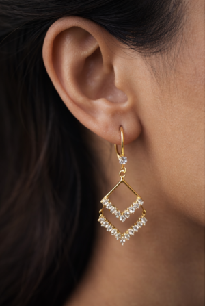 Elegant Chevron Crystal Drop Earrings