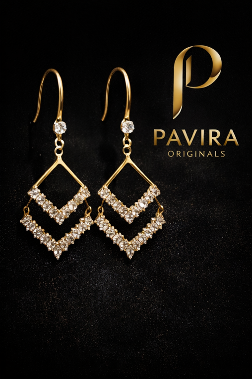 Elegant chevron crystal earrings by Pavira1 Elegant Chevron Crystal Drop Earrings