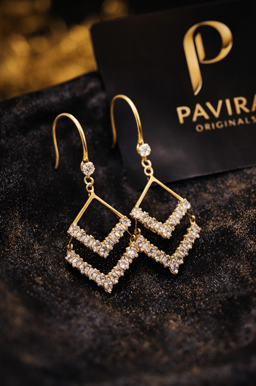 Elegant chevron crystal earrings by Pavira2 Elegant Chevron Crystal Drop Earrings