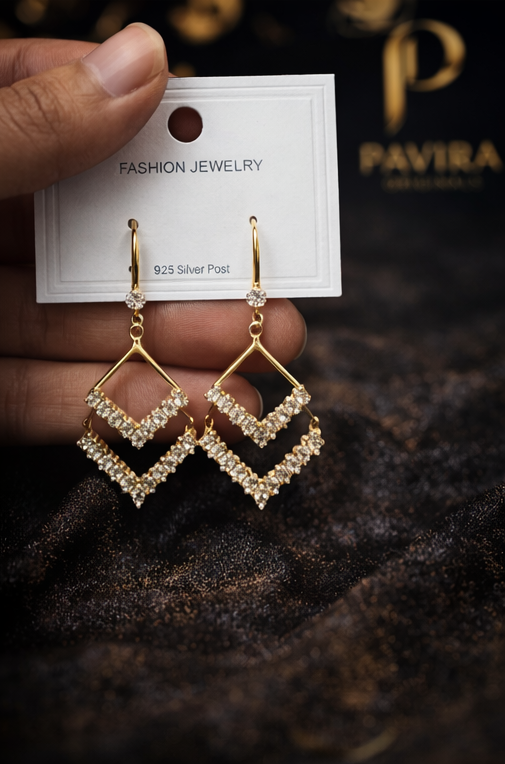 Elegant chevron crystal earrings by Pavira3 Elegant Chevron Crystal Drop Earrings
