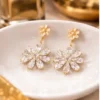 Pavira Bloom Zircon Floral Drop Earrings