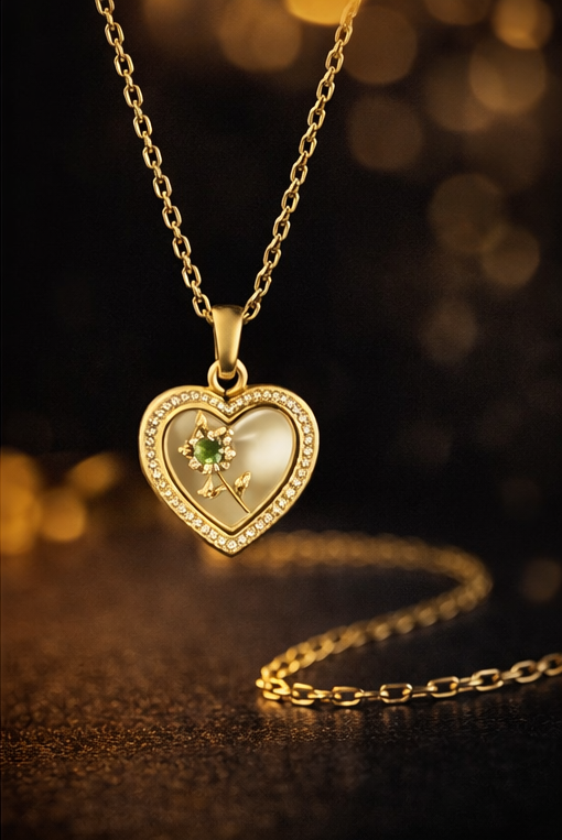 Pavira Elegant Heart Clover Pendant Necklace