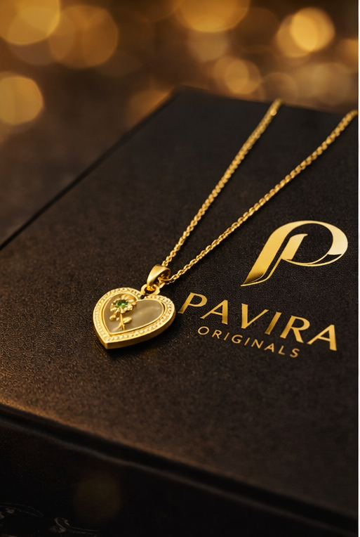 Pavira Elegant Heart Clover Pendant Necklace