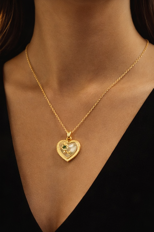Pavira Elegant Heart Clover Pendant Necklace