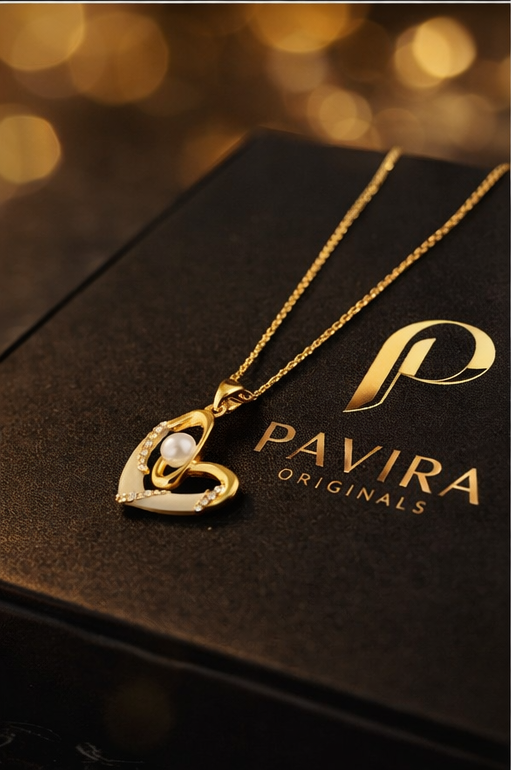 Pavira Elegant Heart Pearl Pendant Necklace
