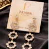 Pavira Luxe Triple Halo Zircon Drop Earrings