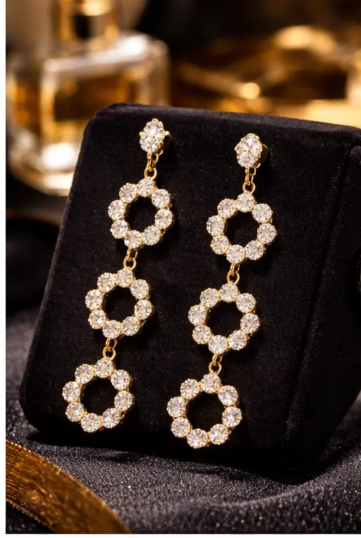 Pavira Luxe Triple Halo Zircon Drop Earrings