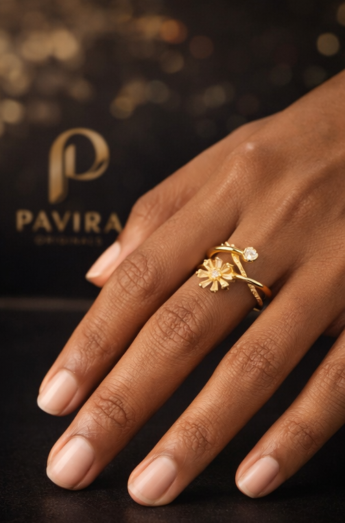 Pavira Bloom Twist Gold-Plated Stainless Steel Ring
