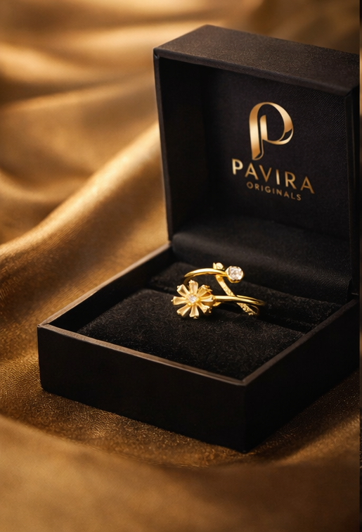 Pavira Bloom Twist Gold-Plated Stainless Steel Ring