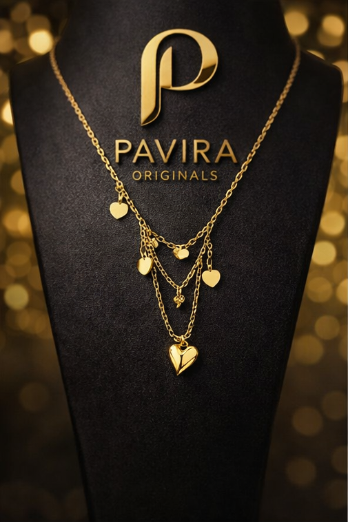 Pavira Originals Layered Heart Charm Necklace