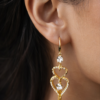 Pavira Originals Gold-Tone Double Heart Crystal Tassel Drop Earrings