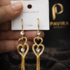 Pavira Originals Gold-Tone Double Heart Crystal Tassel Drop Earrings