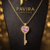 Pavira Originals Pink Crystal Heart Key Pendant Necklace