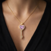 Pavira Originals Pink Crystal Heart Key Pendant Necklace