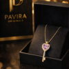 Pavira Originals Pink Crystal Heart Key Pendant Necklace