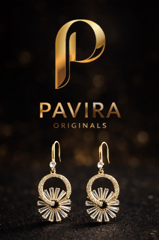 Pavira Originals – Radiant Halo Drop Earrings