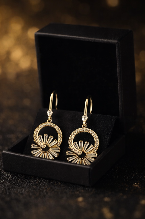 Pavira Originals – Radiant Halo Drop Earrings