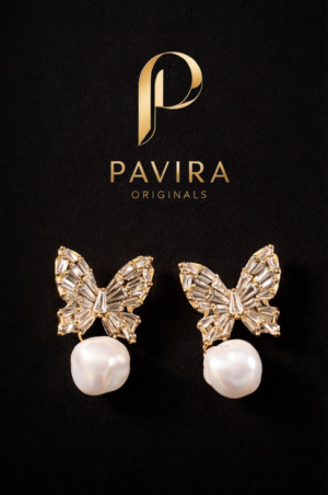 Pavira Luxe Butterfly Pearl Earrings