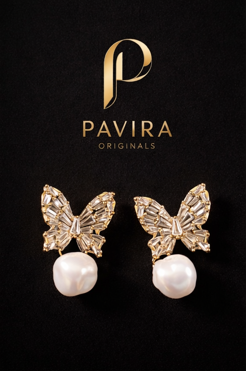 Pavira Luxe Butterfly Pearl Earrings