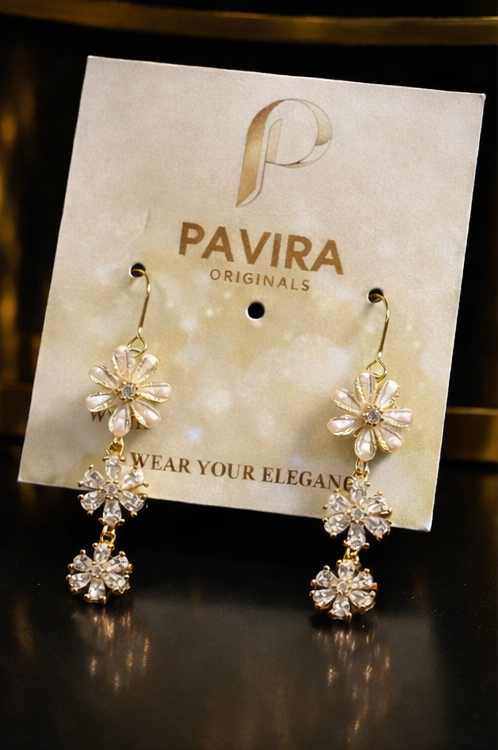 Pavira Originals Floral Crystal Drop Earrings