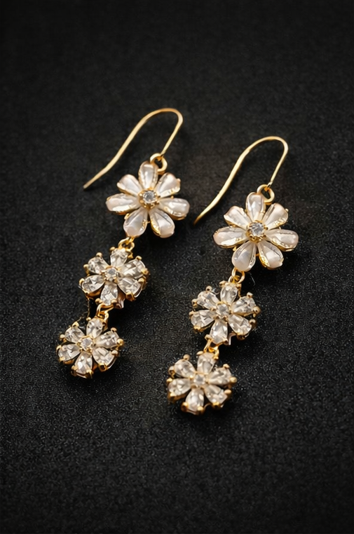 Pavira Originals Floral Crystal Drop Earrings