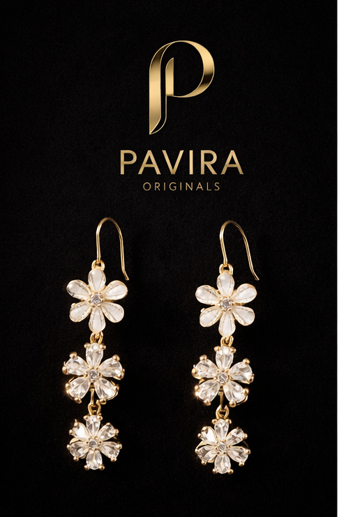 Pavira Originals Floral Crystal Drop Earrings