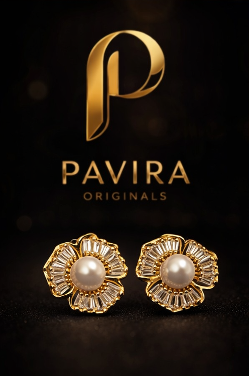 Pavira Originals – Pearl Bloom Stud Earrings