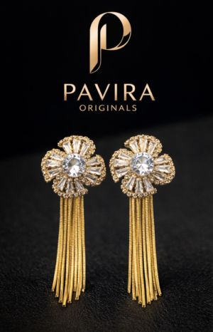 Pavira Originals Floral Tassel Statement Earrings