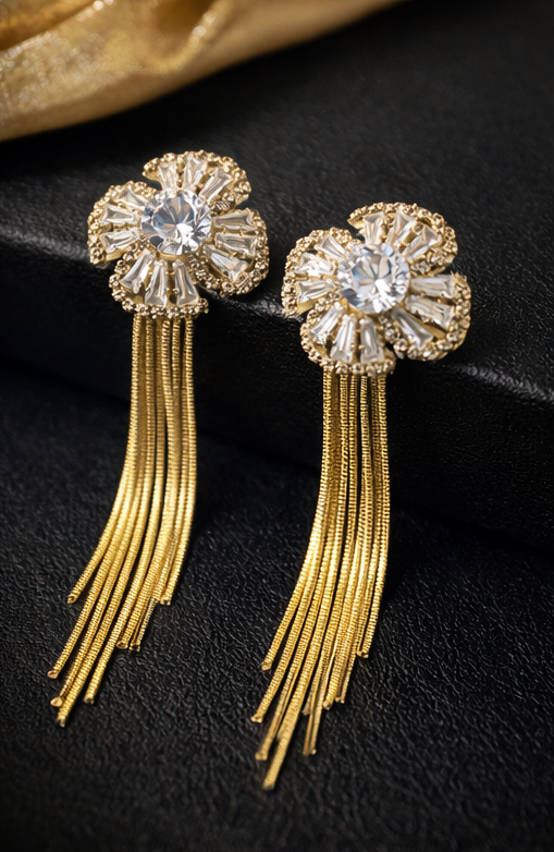 Pavira Originals Floral Tassel Statement Earrings