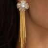 Pavira Originals Floral Tassel Statement Earrings