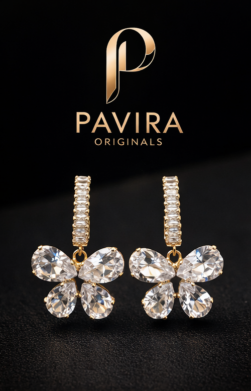 Pavira Originals Crystal Butterfly Drop Earrings