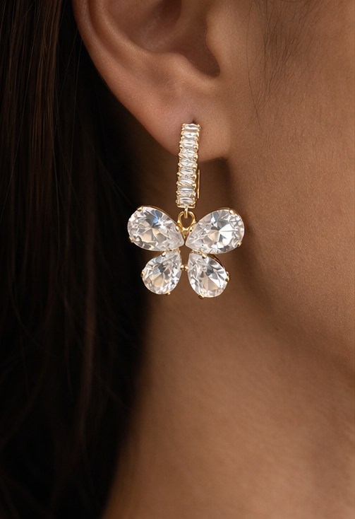 Pavira Originals Crystal Butterfly Drop Earrings