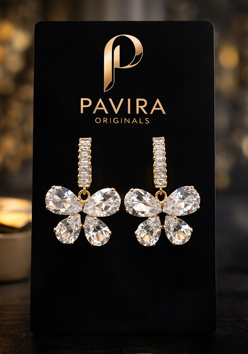 Pavira Originals Crystal Butterfly Drop Earrings