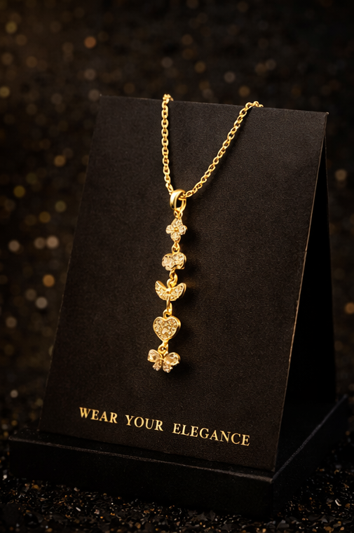 Elegance captured in gold craftsmanship3 Pavira Elegant Charm Drop Pendant Necklace