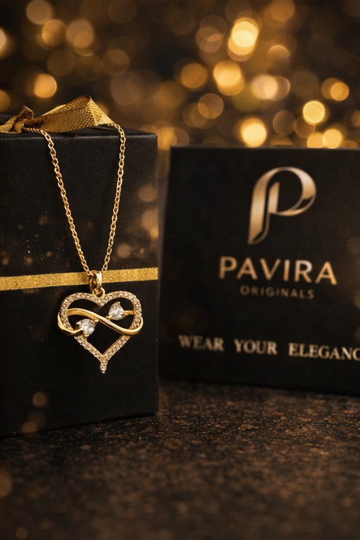 Pavira Infinity Heart Gold Pendant Necklace