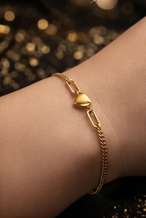 Pavira Gold Heart Charm Bracelet