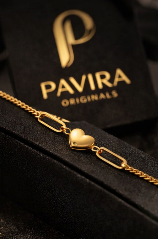 Pavira Gold Heart Charm Bracelet