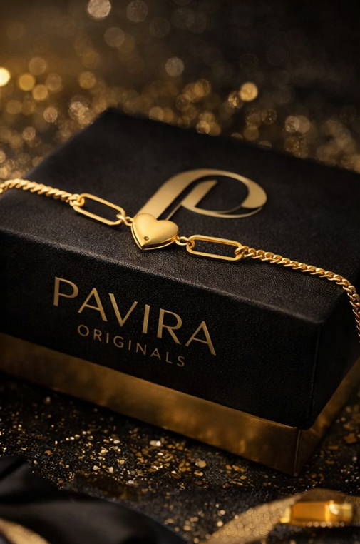 Pavira Gold Heart Charm Bracelet