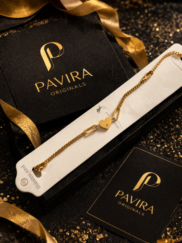 Pavira Gold Heart Charm Bracelet